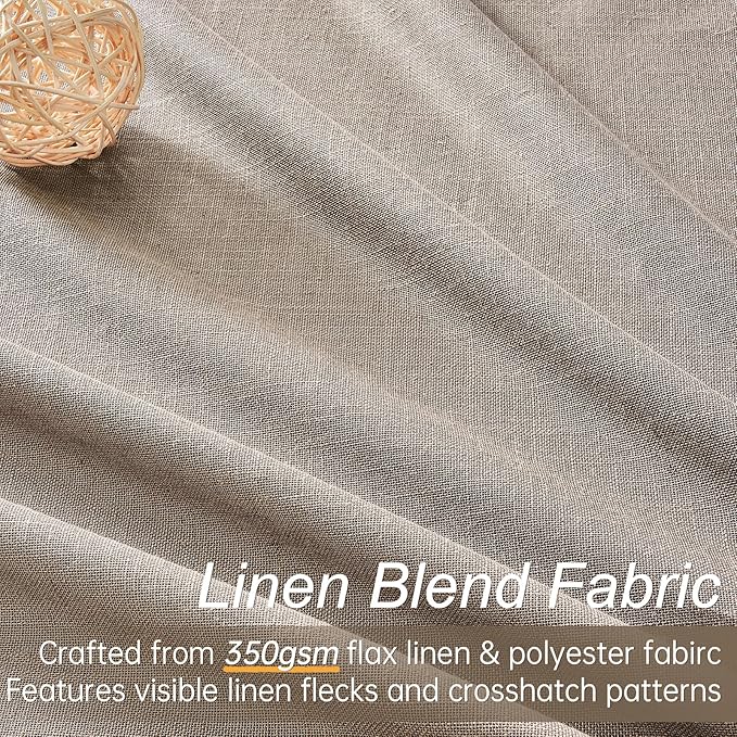 Topfinel Extra Long Total Blackout Linen Curtains 120 Inches Long for Living Room Large Window with Hooks Rings, Pinch Pleated Cold Blocking Acoustic Heavy Taupe Track Curtains 2 Panels 10 FT