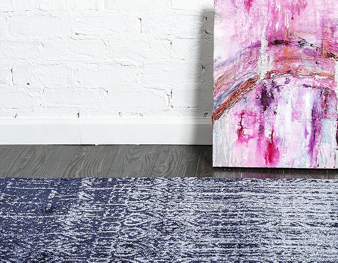 Unique Loom Del Mar Collection Area Rug - Jennifer (2' x 6' 1" Runner, Blue/ Navy Blue)