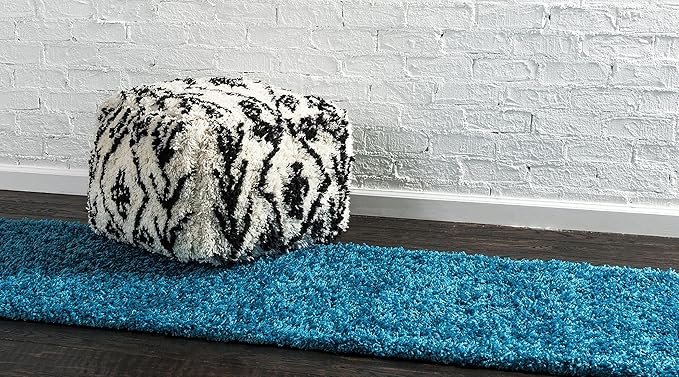 Unique Loom Solid Shag Collection Area Rug (2' 7" x 10' Runner Turquoise)