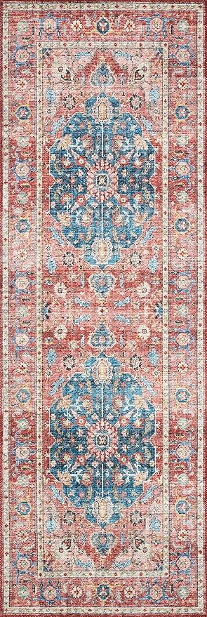 Loloi II Skye Collection SKY-05 Brick/Ocean 3'-6" x 5'-6" Accent Rug