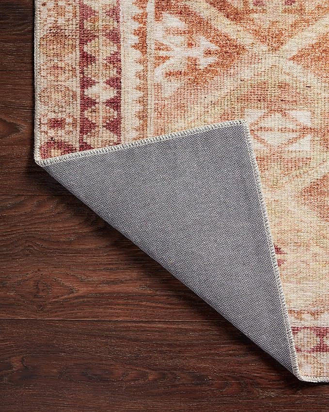 Loloi Layla Collection LAY-16 Natural/Spice 5'-0" x 7'-6" .13" Thick Area Rug, Soft, Durable, Vintage Inspired, Distressed, Low Pile, Non-Shedding, Easy Clean, Printed, Living Room Rug