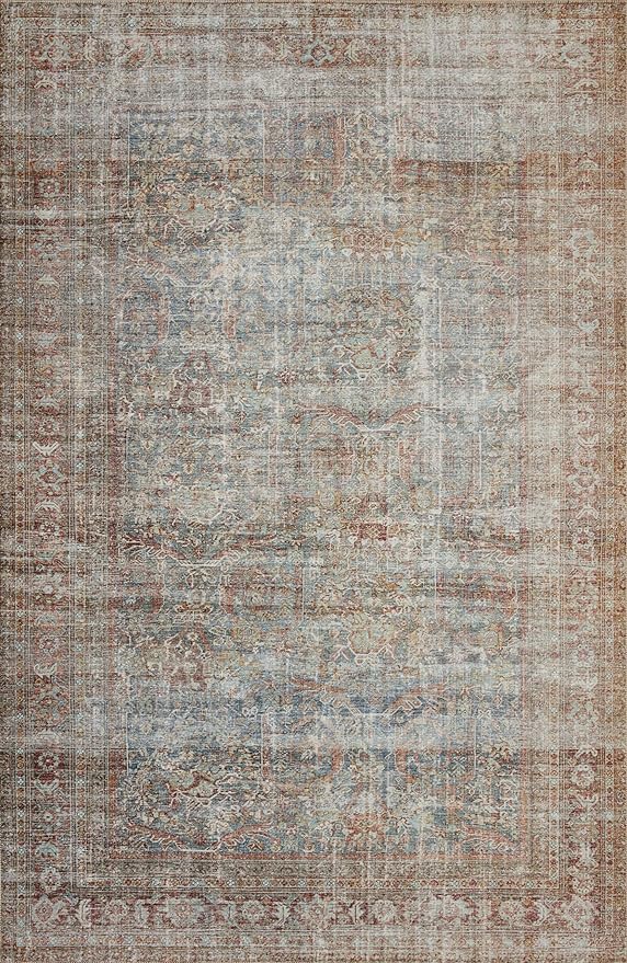 Loloi Chris Loves Julia Jules Collection JUL-05 Lagoon/Brick 2'-0'' x 5'-0'', .13" Pile Height, Accent Rug
