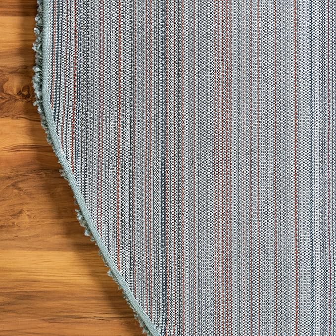 Unique Loom Solid Shag Collection Area Rug (5' 1" x 8' Oval, Light Slate Blue)