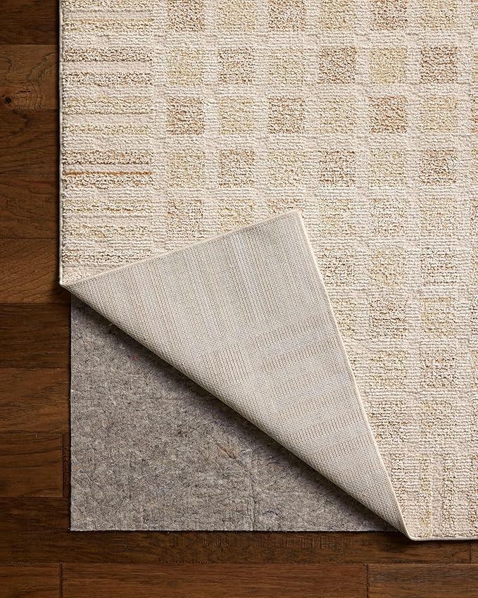 Loloi Chris Loves Julia Calvin Collection CLV-03 Bone/Natural 2'-3" x 3'-10" Accent Rug Checkered Neutral Soft Living Room Bedroom Carpet