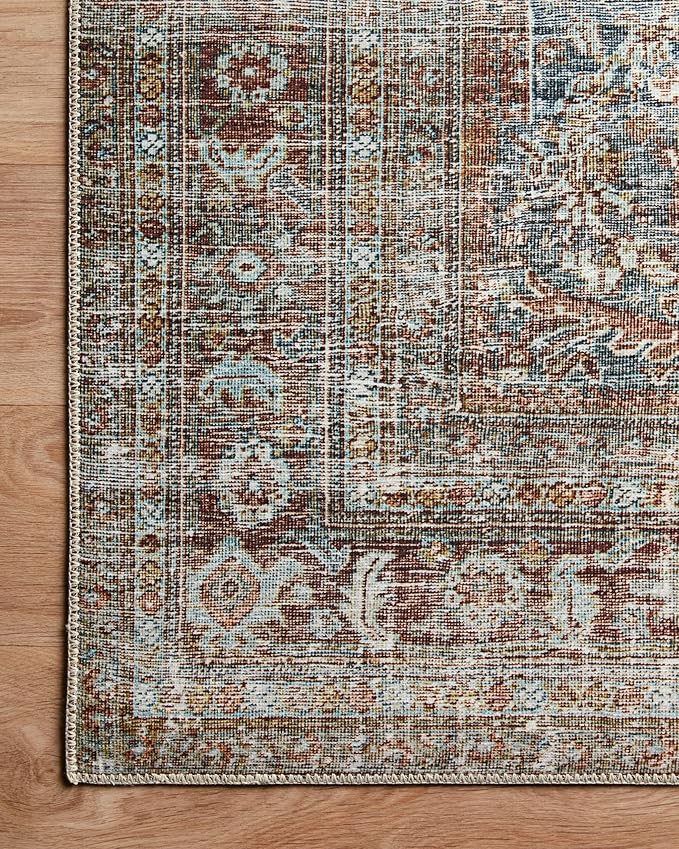 Loloi Chris Loves Julia Jules Collection JUL-05 Lagoon/Brick 7'-6'' x 9'-6'', .13" Pile Height, Area Rug