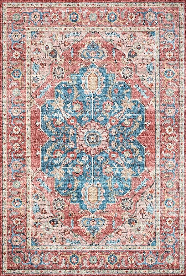 Loloi Skye Collection SKY-05 Brick/Ocean 8'-0" x 8'-0" Round Area Rug