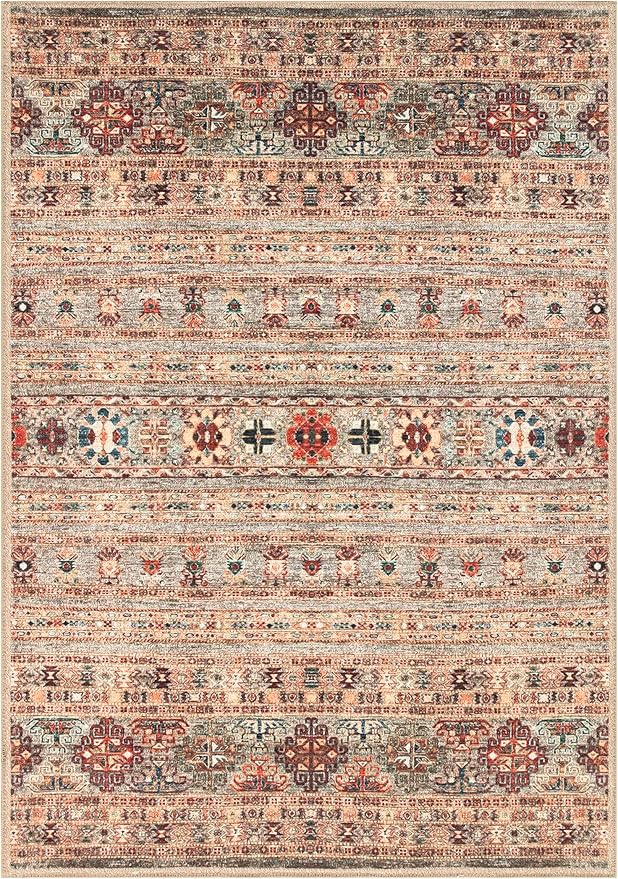 Keen Home Design 10x14 Rug - Machine Washable Area Rug with Non-Slip Backing, Ideal for Living Room, Dining Room, Bedroom - Vintage, Easy Clean, Durable, Low Pile Rug - (9'7" x 14')