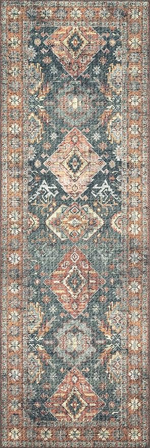 Loloi II Skye Collection SKY-10 Sea/Rust 2'-6" x 7'-6" Runner Rug