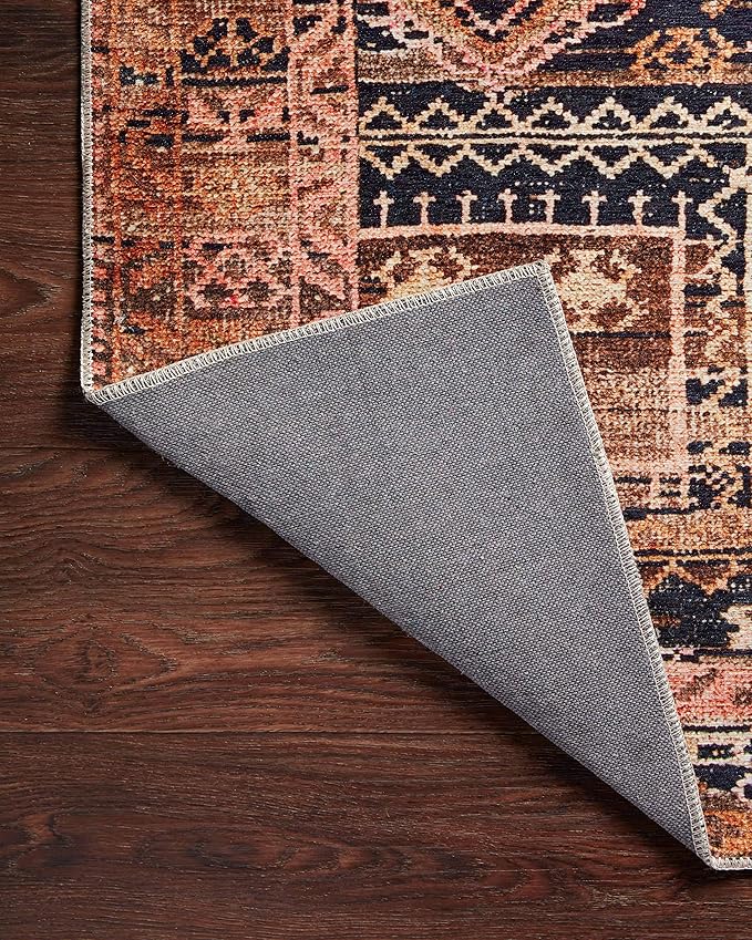 Loloi Layla Collection LAY-14 Mocha/Blush 2'-3" x 3'-9" .13" Thick Accent Rug, Soft, Durable, Vintage Inspired, Distressed, Low Pile, Non-Shedding, Easy Clean, Printed, Living Room Rug