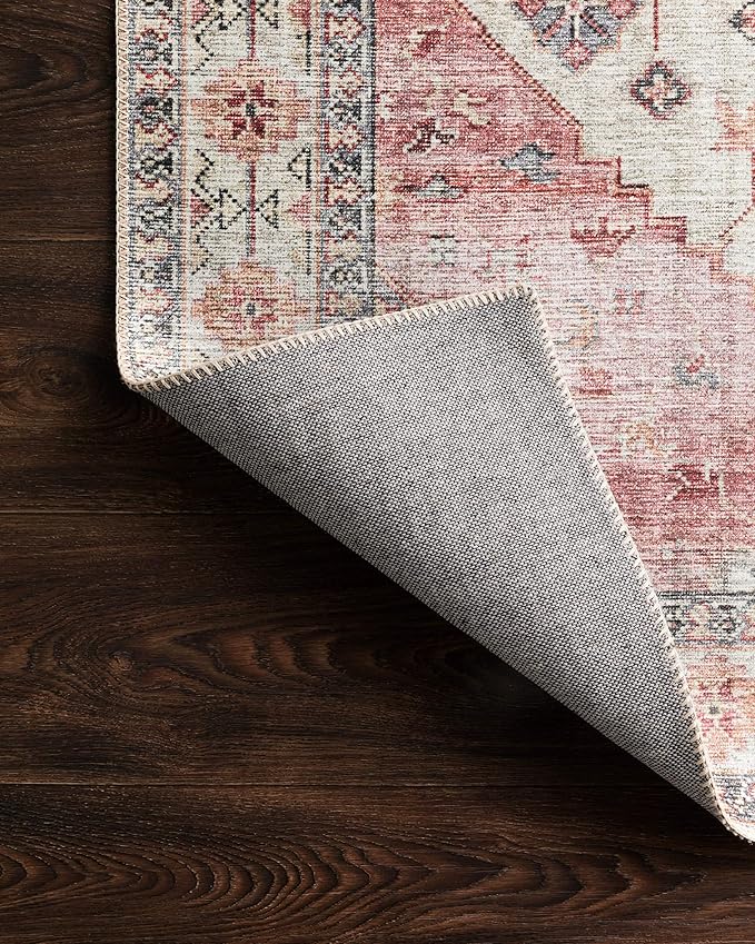 Loloi II Skye Collection SKY-02 Ivory/Berry 7'-6" x 9'-6" Area Rug