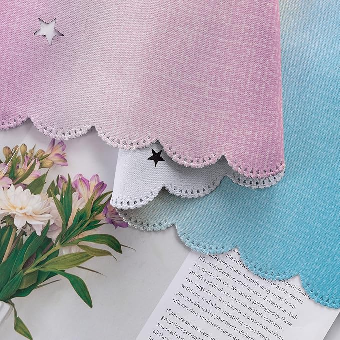 XiDi Curtains for Bedroom Decor, Rainbow Pink Purple/62/79