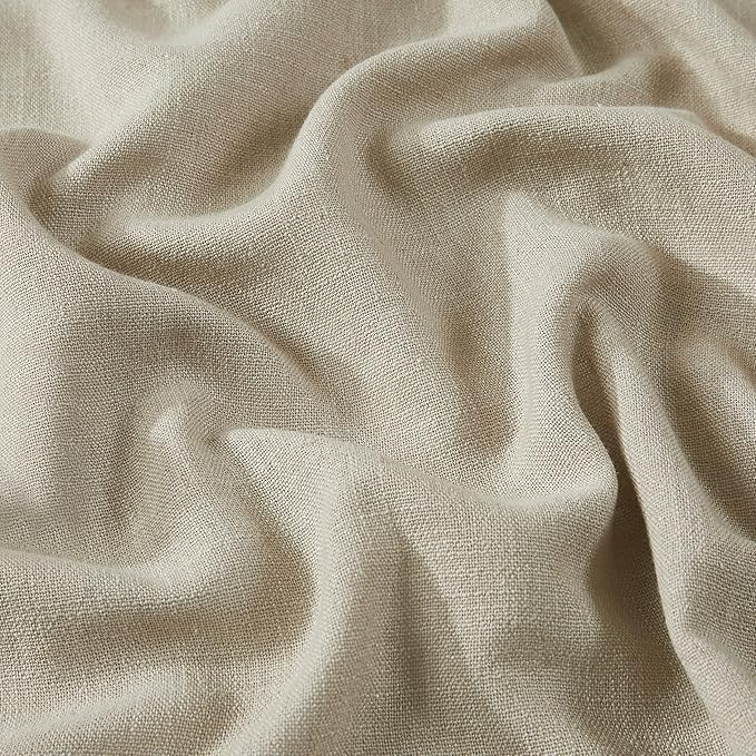 Vision Home Sand Linen Full Blackout Curtains for Bedroom Living Room Darkening Soundproof Window Curtains 112 inch Thermal Insulated Rod Pocket Back Tab Linen Drapes 2 Panels 56" Wx112 L