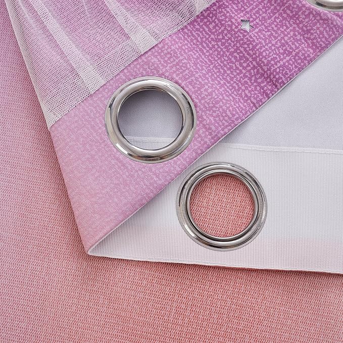 XiDi Curtains for Bedroom Decor, Rainbow Pink PurpleYellow52/45/1