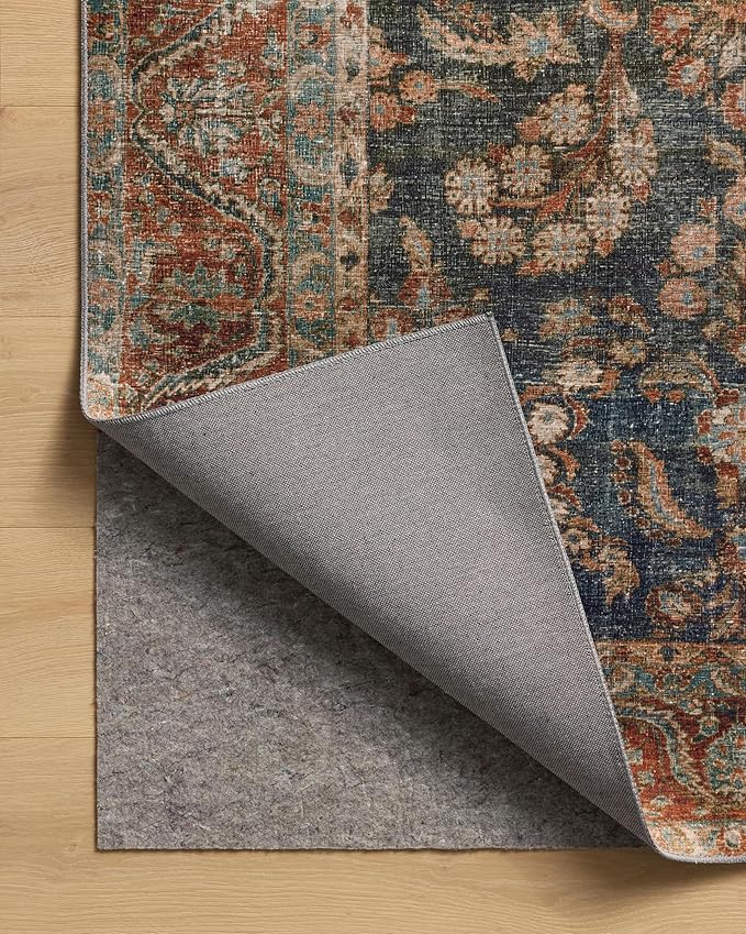 Loloi Chris Loves Julia Jules Collection JUL-10 Ocean/Spice 2'-6" x 7'-6", .13" Pile Height, Runner Rug