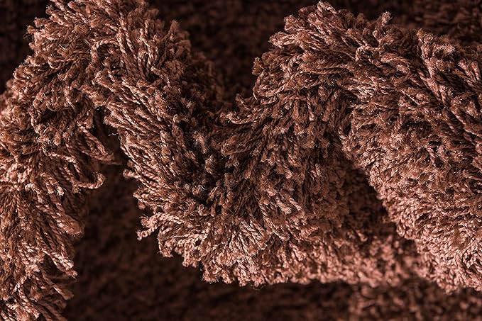 Unique Loom Solid Shag Collection Area Rug (2' 6" x 16' 5" Runner, Chocolate Brown)