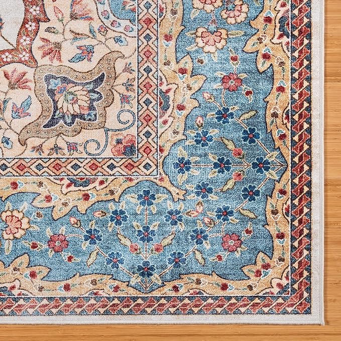 Gertmenian Indoor Boho Area Rug - 8x10 Large, Non Slip, Super Strong, Ideal for High Traffic Areas in Bedroom, Living Room, Kitchen - Dainty Medallion, Multi, 24534