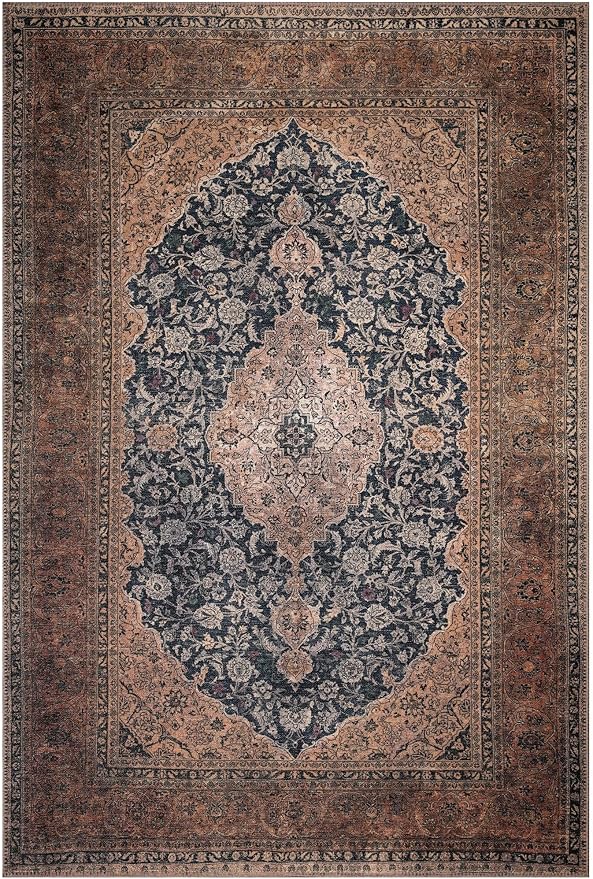 Keen Home Design 5x7 Rug - Machine Washable Area Rug with Non-Slip Backing, Ideal for Living Room, Dining Room, Bedroom - Vintage, Easy Clean, Durable, Low Pile Rug - (5' x 7')