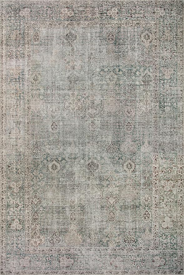 Loloi Chris Loves Julia Jules Collection JUL-08 Emerald/Antique Ivory 3'-6'' x 5'-6'', .13" Pile Height, Accent Rug