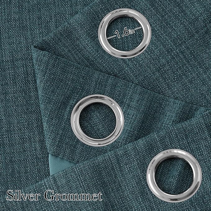 NICETOWN Faux Linen Greyish Green Blackout Curtains 84 inches Long for Living Room - Privacy Panels for Bedroom, Modern Farmhouse Style Easy Care Grommet Top, 2 Panels, W52 by L84