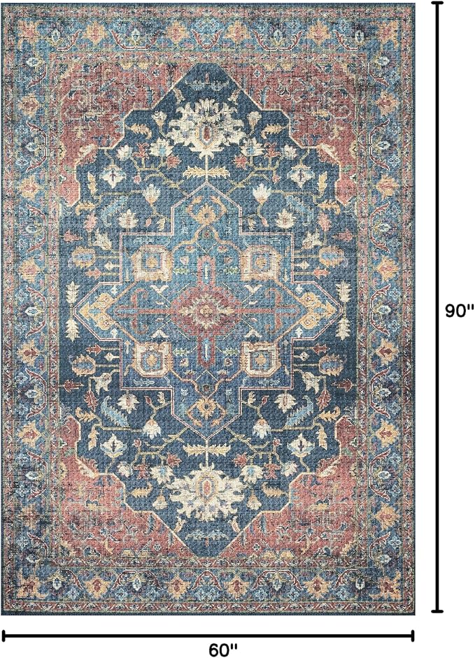 Loloi II Skye Collection SKY-08 Denim/Brick 5'-0" x 7'-6" Area Rug