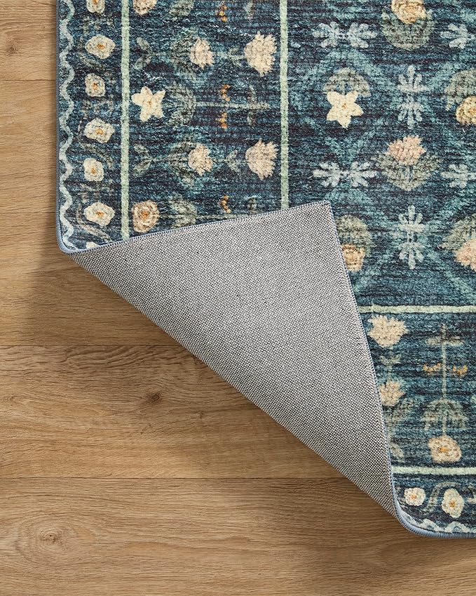 Loloi Rifle Paper Co. Eden Collection EDE-03 Lattice Indigo 2'-6" x 7'-6" Runner Rug feat. CloudPile™