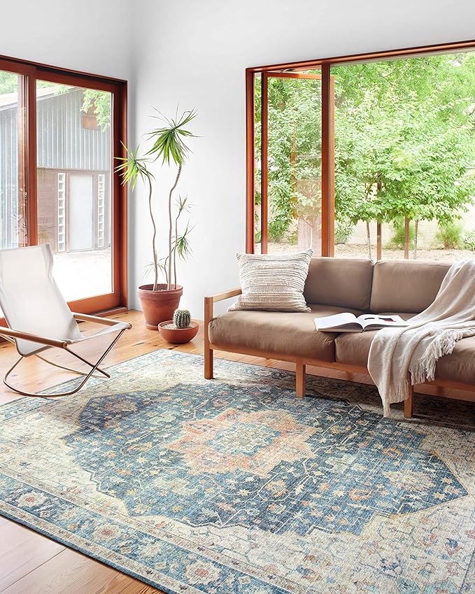 Loloi Skye Collection SKY-12 Ocean/Multi 7' x 9' Oval Area Rug