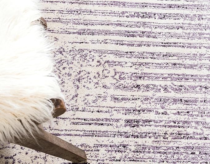 Unique Loom Del Mar Collection Area Rug - Jennifer (2' 7" x 10' Runner, Purple/ Ivory)