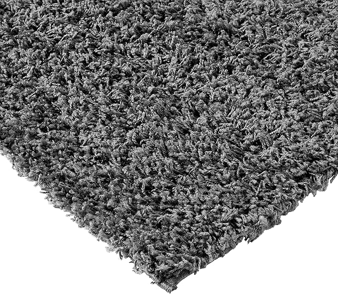 Unique Loom Solid Shag Collection Area Rug (5' 1" Square, Graphite Gray)