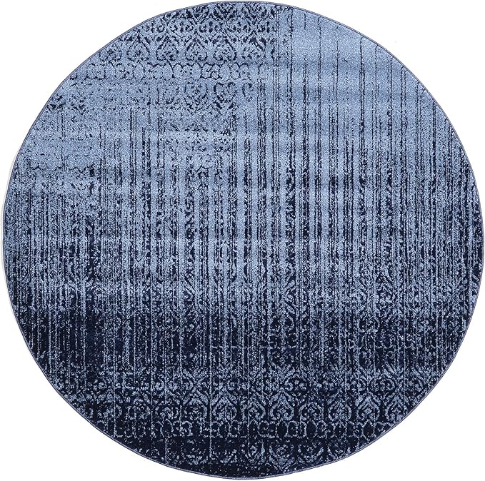 Unique Loom Del Mar Collection Area Rug - Jennifer (6' 1" Round, Blue/ Navy Blue)