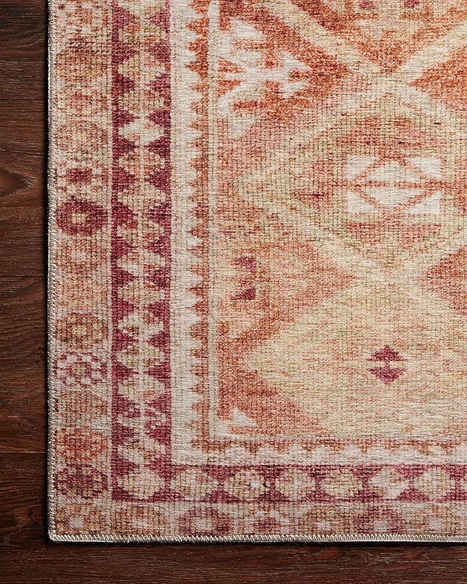 Loloi Layla Collection LAY-16 Natural/Spice 3'-6" x 5'-6" .13" Thick Accent Rug, Soft, Durable, Vintage Inspired, Distressed, Low Pile, Non-Shedding, Easy Clean, Printed, Living Room Rug