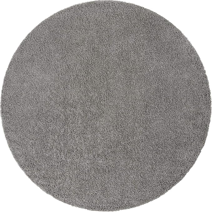 Unique Loom Solid Shag Collection Area Rug (10' 2" Round, Cloud Gray)