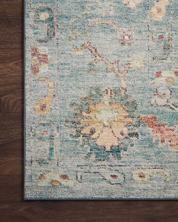 Loloi Margot Collection MAT-06 Denim/Multi 2'-6" x 9'-6" Runner Rug feat. CloudPile, No-Shed Easy Clean Large Patterned Area Rug for Living Room, Bedroom, Dining Area
