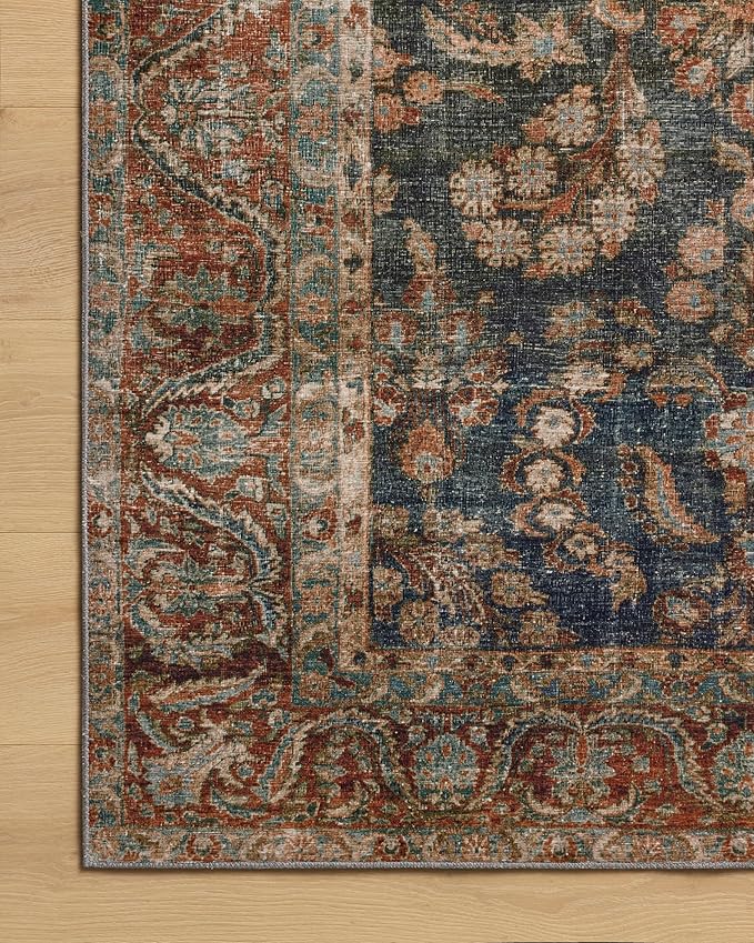 Loloi Chris Loves Julia Jules Collection JUL-10 Ocean/Spice 3'-6" x 5'-6", .13" Pile Height, Area Rug
