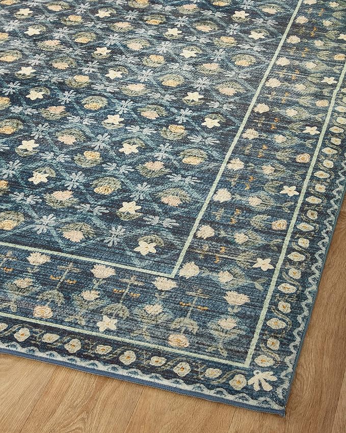 Loloi Rifle Paper Co. Eden Collection EDE-03 Lattice Indigo 8'-6" x 11'-6" Area Rug feat. CloudPile™