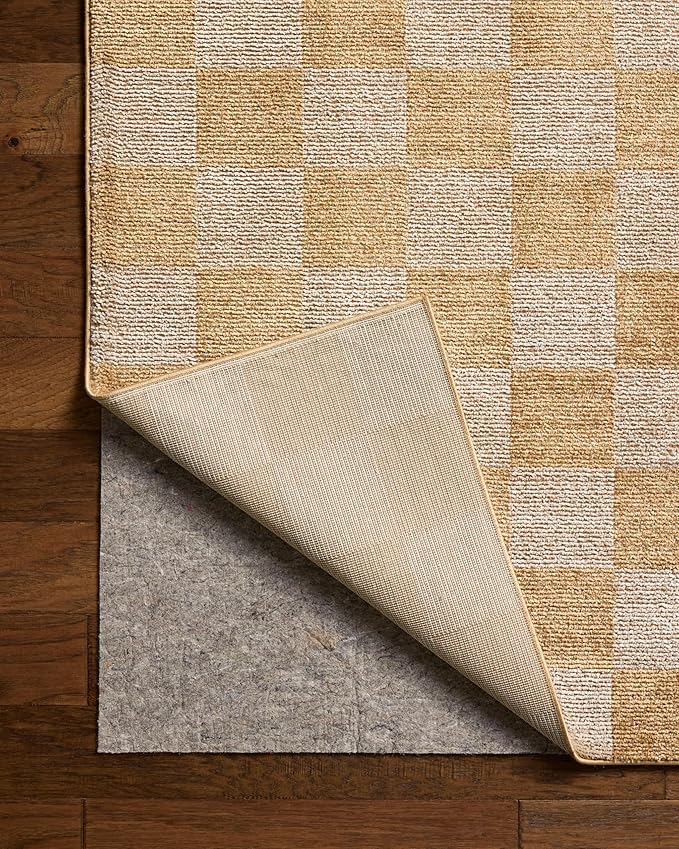 Loloi Chris Loves Julia Calvin Collection CLV-01 Apricot/Ivory 2'-7" x 10'-0" Runner Rug Checkered Neutral Soft Living Room Bedroom Carpet