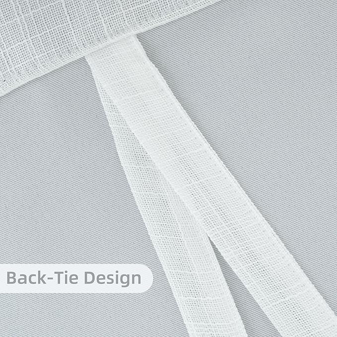 DriftAway Double Layer Linen Blackout Tie Up Curtains Thermal Insulated Fully Lined Balloon Roman Shade Bathroom Window Adjustable Rod Pocket for Small Window 25 Inch by 47 Inch White