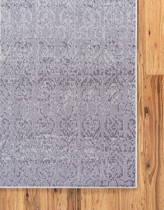 Unique Loom Del Mar Collection Area Rug - Jennifer (7' 1" x 10' Rectangle, Purple/ Ivory)