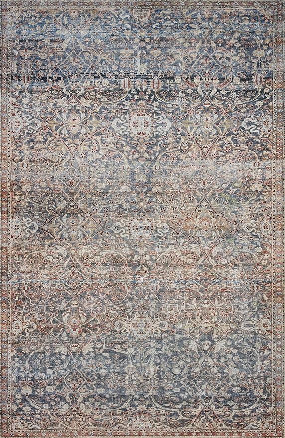 Loloi Chris Loves Julia Jules Collection JUL-06 Denim/Spice 2'-0'' x 5'-0'', .13" Pile Height, Accent Rug