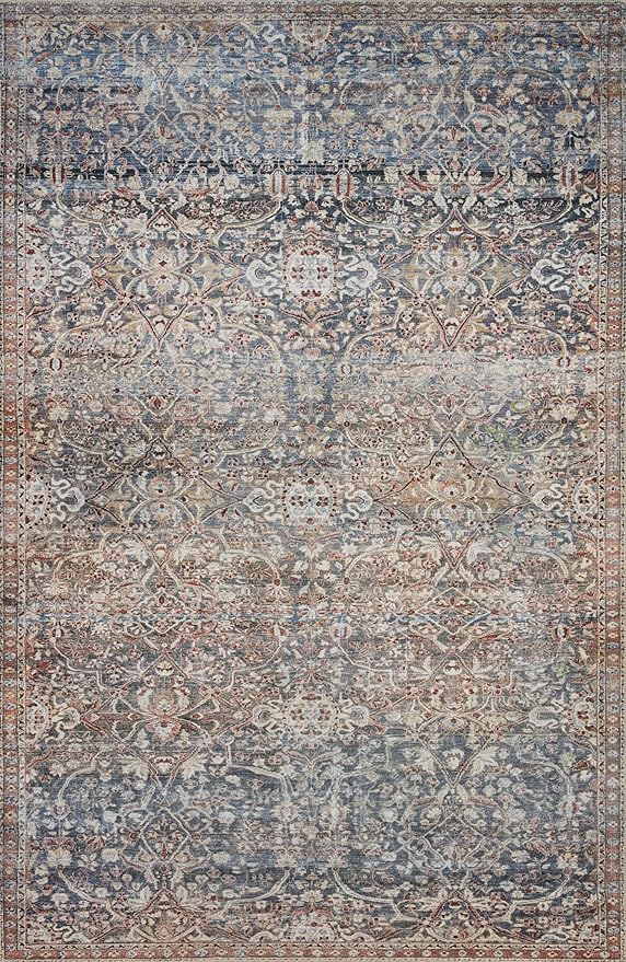 Loloi Chris Loves Julia Jules Collection JUL-06 Denim/Spice 2'-6'' x 9'-6'', .13" Pile Height, Runner Rug