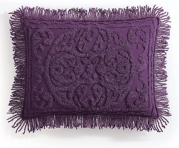 Beatrice Home Fashions Medallion Chenille Bedspread, King Sham, Eggplant