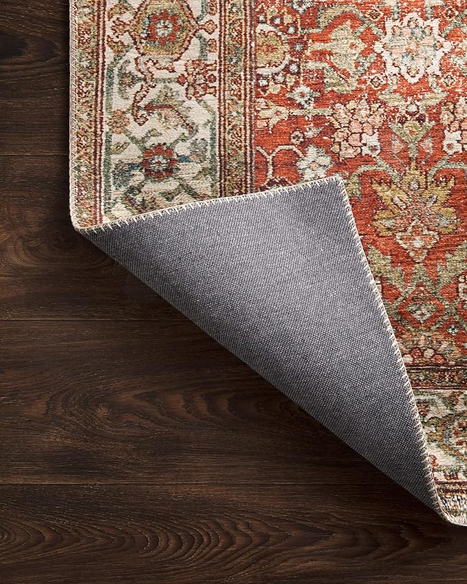 Loloi Layla Collection LAY-05 Ocean/Multi 5'-0" x 7'-6" .13" Thick Area Rug, Soft, Durable, Vintage Inspired, Distressed, Low Pile, Non-Shedding, Easy Clean, Printed, Living Room Rug