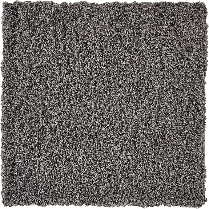 Unique Loom Solid Shag Collection Area Rug (3' 3" Square, Graphite Gray)