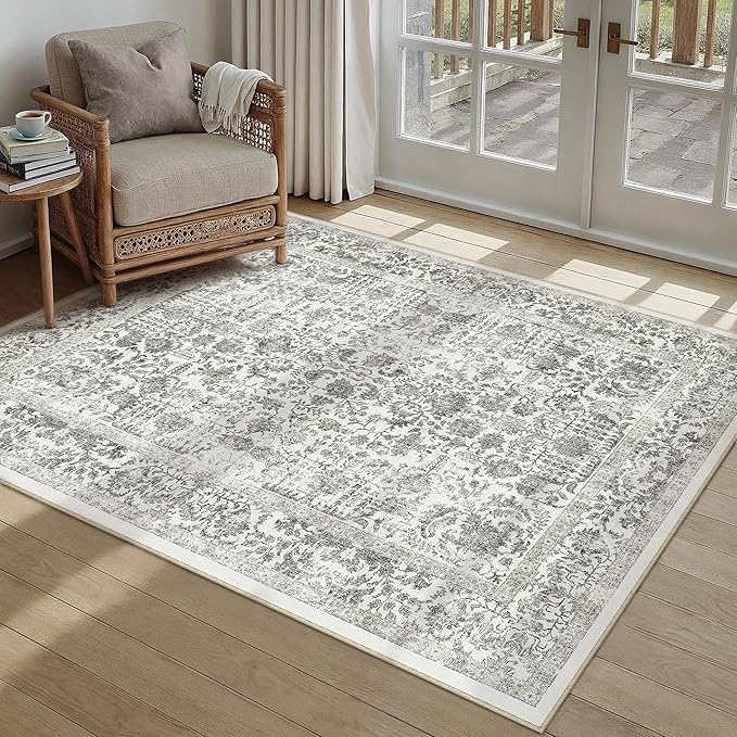Black Area Rug 3x5 Office Entryway Rug Machine Washable Kitchen Vintage Distressed Non Slip Carpet Indoor Retro Floral Accent Throw Door Mat for Bathroom Bedroom Dining Living Room