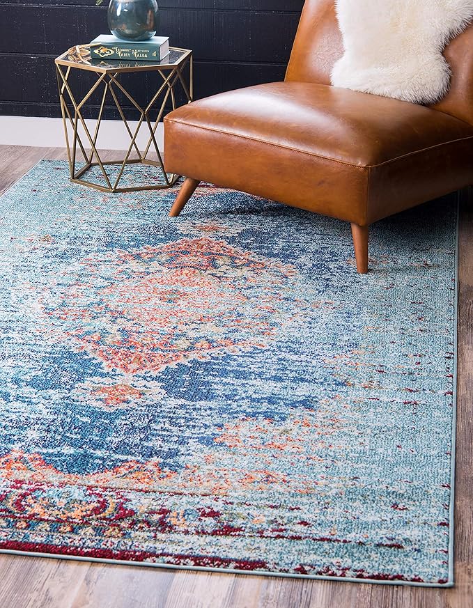 Unique Loom Solid Shag Collection Area Rug (2' 7" x 10' Runner, Deep Aqua Blue)