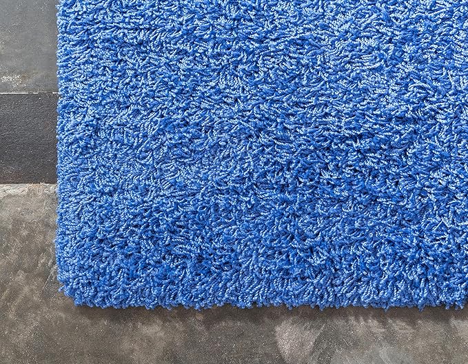 Unique Loom Solid Shag Collection Area Rug (2' 6" x 16' 5" Runner, Periwinkle Blue)