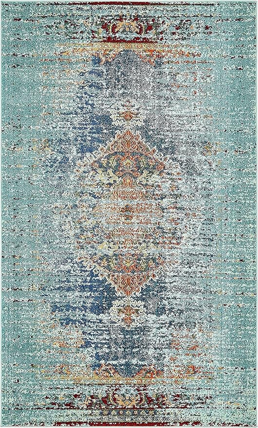 Unique Loom Solid Shag Collection Area Rug (2' 7" x 10' Runner, Deep Aqua Blue)