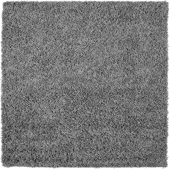 Unique Loom Solid Shag Collection Area Rug (5' 1" Square, Graphite Gray)