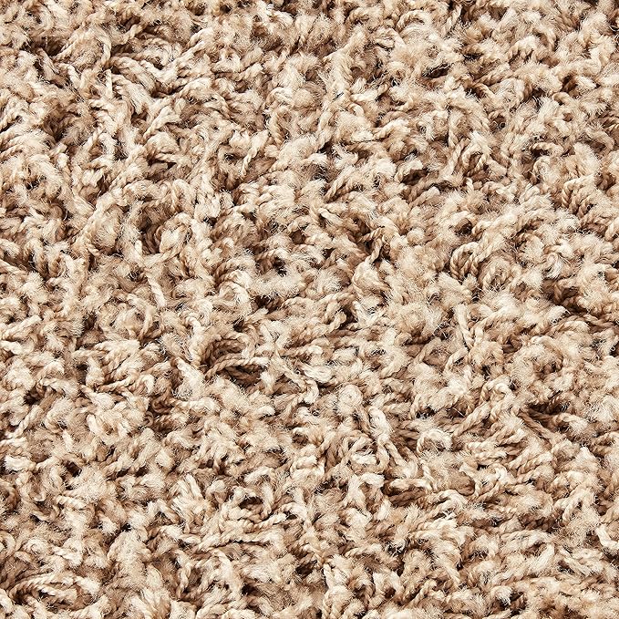 Unique Loom Solid Shag Collection Area Rug (5' 1" Square, Taupe)