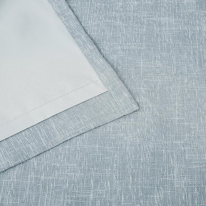 Vision Home Chambray Blue Full Blackout Curtains 84 inch for Bedroom Living Room Darkening Soundproof Window Panels Thermal Insulated Rod Pocket Back Tab Grayish Blue Drapes 2 Panels 50" Wx84 L